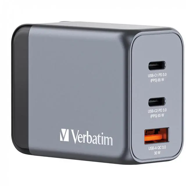 Alt view image 8 of 14 - Verbatim 32201 65w Gan Wall Charger Usb-c Pd Ports Usb-a Qc 3.0
