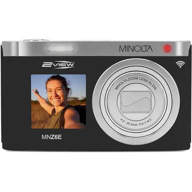 Alt view image 3 of 7 - Minolta MINOLTA MNZ6E 2VIEW 64 MP / 4K Dual LCD Camera w/6x Optical Zoom (Black)