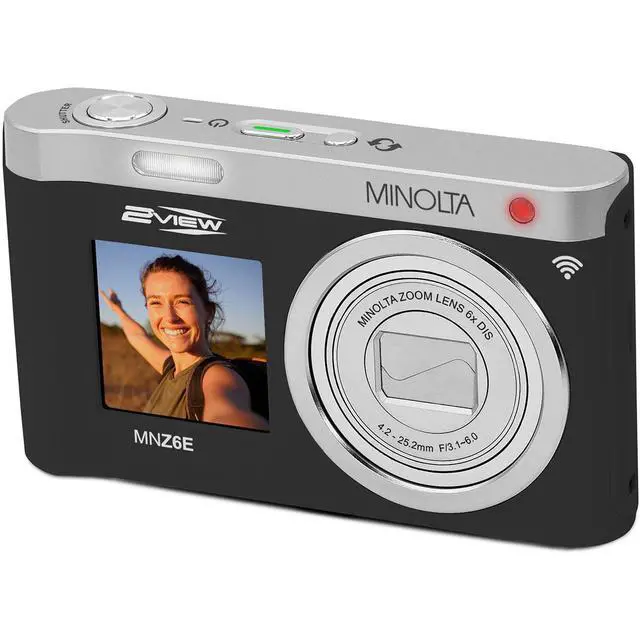 Alt view image 2 of 7 - Minolta MINOLTA MNZ6E 2VIEW 64 MP / 4K Dual LCD Camera w/6x Optical Zoom (Black)