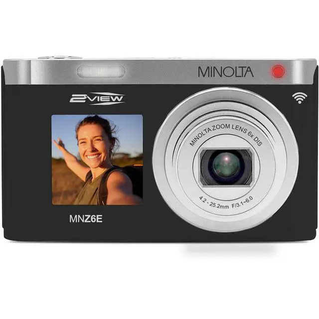 Alt view image 4 of 7 - Minolta MINOLTA MNZ6E 2VIEW 64 MP / 4K Dual LCD Camera w/6x Optical Zoom (Black)