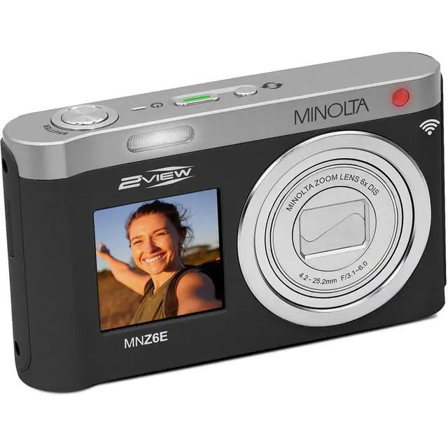 Alt view image 6 of 7 - Minolta MINOLTA MNZ6E 2VIEW 64 MP / 4K Dual LCD Camera w/6x Optical Zoom (Black)