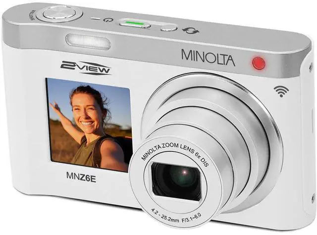 Main image of Minolta MINOLTA MNZ6E 2VIEW 64 MP / 4K Dual LCD Camera w/6x Optical Zoom (White)