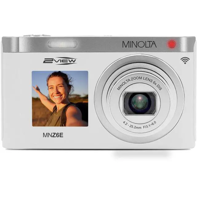 Alt view image 3 of 7 - Minolta MINOLTA MNZ6E 2VIEW 64 MP / 4K Dual LCD Camera w/6x Optical Zoom (White)