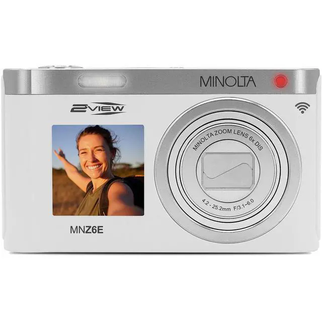 Alt view image 4 of 7 - Minolta MINOLTA MNZ6E 2VIEW 64 MP / 4K Dual LCD Camera w/6x Optical Zoom (White)
