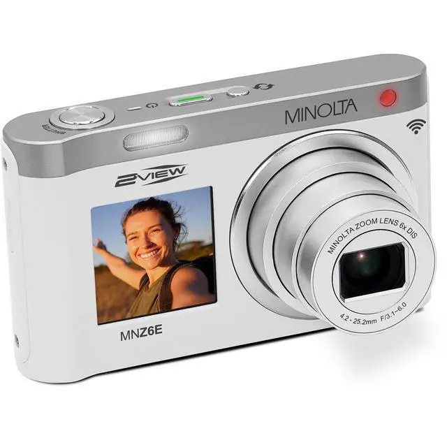 Alt view image 5 of 7 - Minolta MINOLTA MNZ6E 2VIEW 64 MP / 4K Dual LCD Camera w/6x Optical Zoom (White)