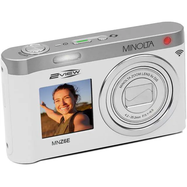 Alt view image 6 of 7 - Minolta MINOLTA MNZ6E 2VIEW 64 MP / 4K Dual LCD Camera w/6x Optical Zoom (White)