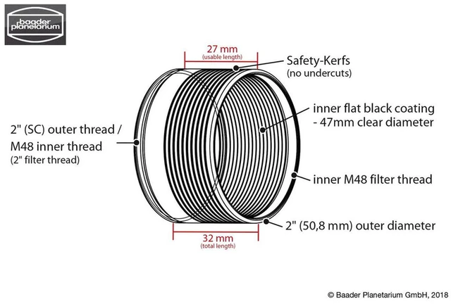 Alt view image 3 of 5 - Baader Planetarium 2" Safety Kerf Nosepiece with 2" Filter Thread