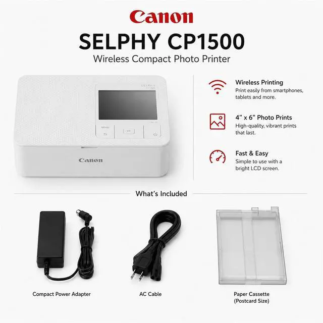 Alt view image 3 of 7 - Canon SELPHY CP1500 Wireless Compact Photo Printer, White