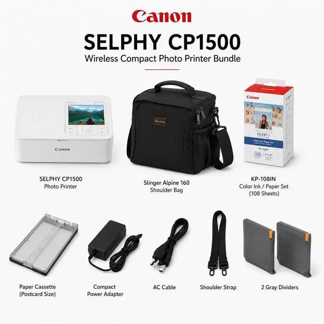 Alt view image 4 of 7 - Canon SELPHY CP1500 Wireless Compact Photo Printer, White