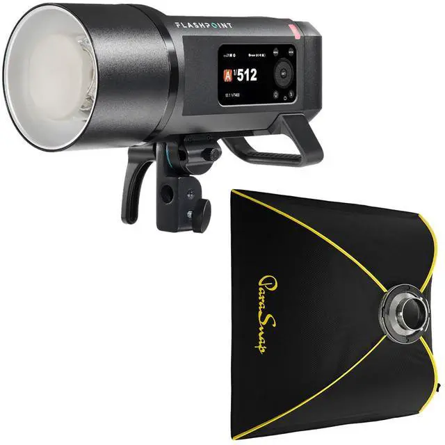 Main image of Flashpoint XPLOR 600 PRO II TTL R2 600Ws All-in-One Outdoor Flash, with ParaSnap 40x40" Square Softbox