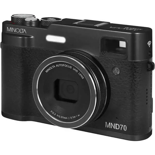 Alt view image 2 of 7 - Minolta MINOLTA MND70 Retro 48 MP Autofocus / 5K Ultra HD Dual Lens Camera w/WiFi (Black)