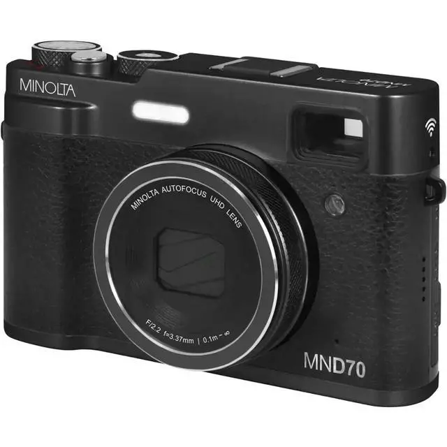 Alt view image 5 of 7 - Minolta MINOLTA MND70 Retro 48 MP Autofocus / 5K Ultra HD Dual Lens Camera w/WiFi (Black)