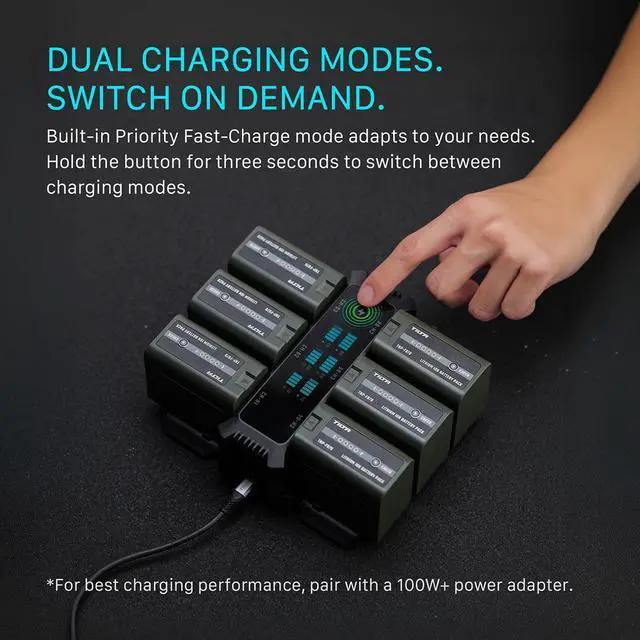 Alt view image 7 of 7 - Tilta 6-Channel Foldable Charging Station with 2x NP-F970 Battery