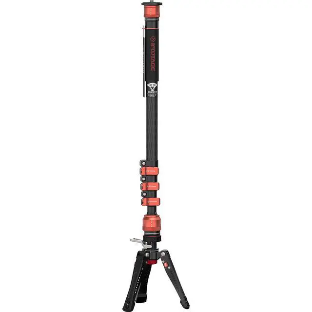 Alt view image 3 of 7 - iFootage Cobra 3 C180F-P 4-Section Carbon Fiber Monopod with Pedal-Release Mini Tripod Base