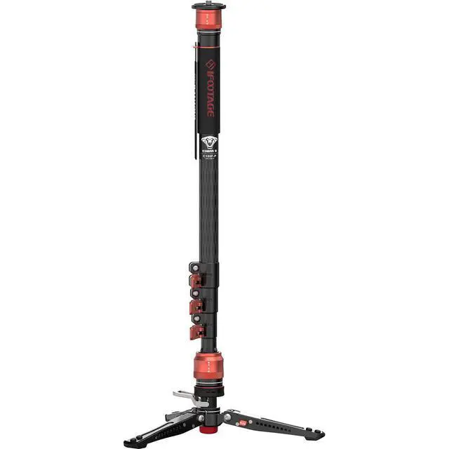 Alt view image 6 of 7 - iFootage Cobra 3 C180F-P 4-Section Carbon Fiber Monopod with Pedal-Release Mini Tripod Base