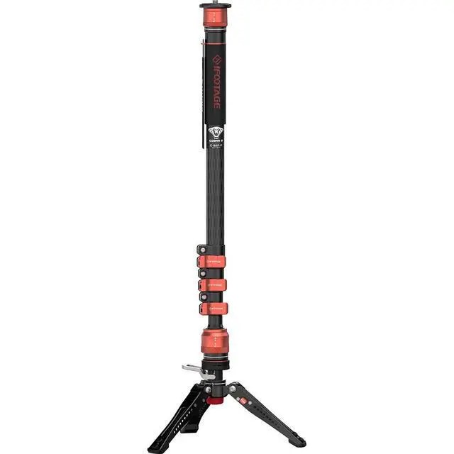 Alt view image 4 of 7 - iFootage Cobra 3 C180F-P 4-Section Carbon Fiber Monopod with Pedal-Release Mini Tripod Base