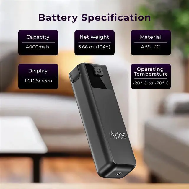 Alt view image 2 of 7 - Aries 4000mAh Power Bank for DJI Osmo Pocket 3 Gimbal Camera