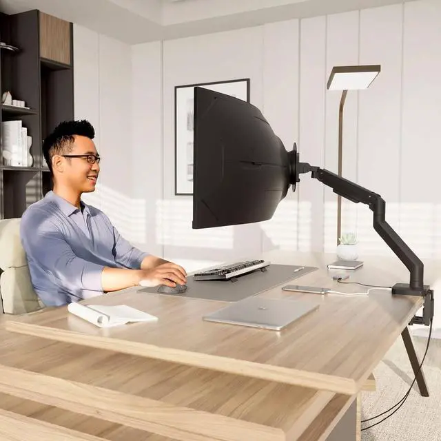 Alt view image 10 of 14 - Mount-It! Heavy-Duty Monitor Mount with Gas Spring Arm For 17" to 49" Ultrawide, Holds 44 lbs.