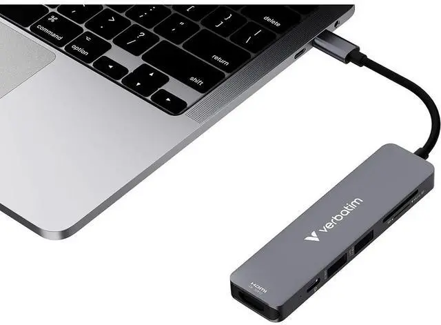 Alt view image 13 of 17 - Verbatim USB-C Essentials Multiport Hub- 6 Ports - for Camera - Charging Capability - Memory Card Reader - SD, microSD - USB Type C - 4K @30Hz - 3840 x 2160 - 3 x USB Ports - 2 x USB Type-A Ports - US