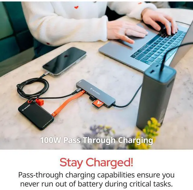Alt view image 15 of 17 - Verbatim USB-C Essentials Multiport Hub- 6 Ports - for Camera - Charging Capability - Memory Card Reader - SD, microSD - USB Type C - 4K @30Hz - 3840 x 2160 - 3 x USB Ports - 2 x USB Type-A Ports - US