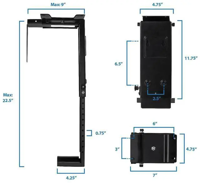 Alt view image 11 of 13 - Mount-It! CPU Under Desk Mount Bracket | 360 Degree Swivel