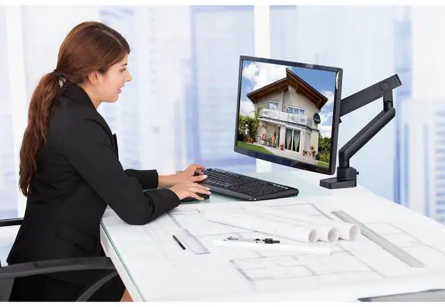 Alt view image 14 of 16 - Mount-It! Mount-lt! Adjustable Monitor Mount Up to 32" Black (MI-2671)