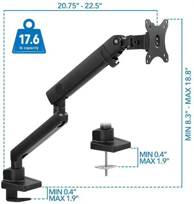 Alt view image 15 of 16 - Mount-It! Mount-lt! Adjustable Monitor Mount Up to 32" Black (MI-2671)