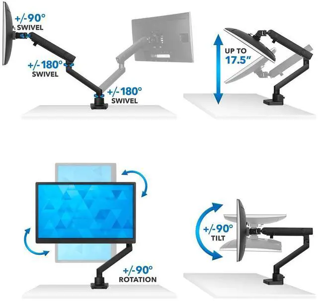 Alt view image 16 of 16 - Mount-It! Mount-lt! Adjustable Monitor Mount Up to 32" Black (MI-2671)