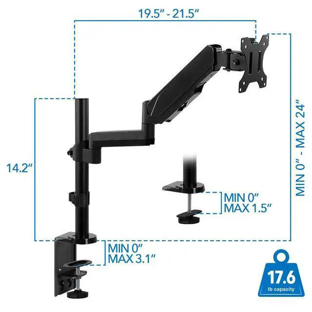 Alt view image 14 of 14 - Mount-It! Single Monitor Arm Mount | Fits Up to 32" Screens