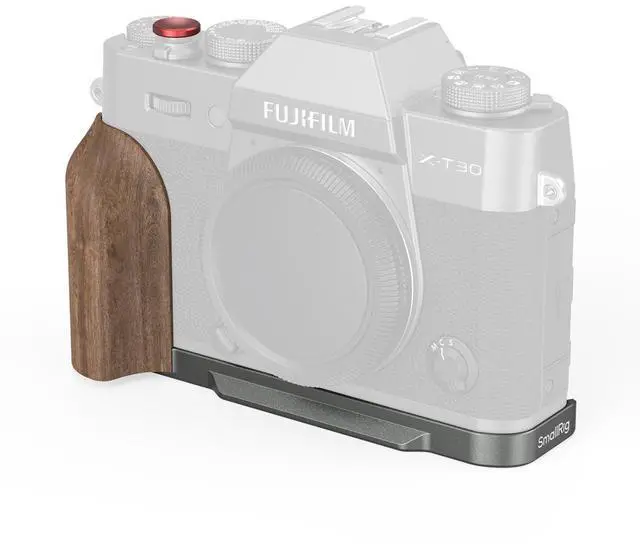 Main image of SmallRig L-Shaped Mount Plate with Wooden Handle for Fujifilm X-T30, X-T30 II and X-T30 III Cameras, Charcoal Silver