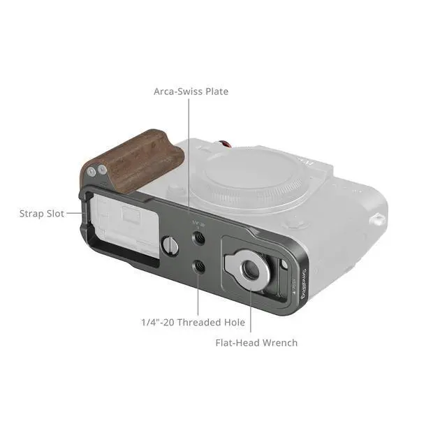 Alt view image 4 of 5 - SmallRig L-Shaped Mount Plate with Wooden Handle for Fujifilm X-T30, X-T30 II and X-T30 III Cameras, Charcoal Silver