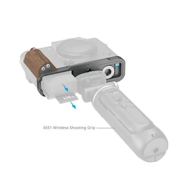 Alt view image 5 of 5 - SmallRig L-Shaped Mount Plate with Wooden Handle for Fujifilm X-T30, X-T30 II and X-T30 III Cameras, Charcoal Silver