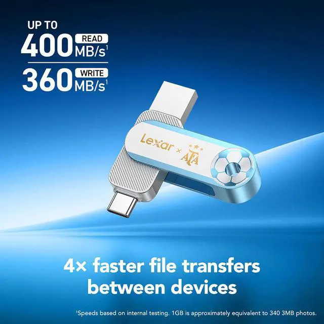 Alt view image 4 of 7 - Lexar Elite Legends Series JumpDrive Dual Drive D500 128GB USB 3.2 Gen 1 Type-A and Type-C Flash Drive