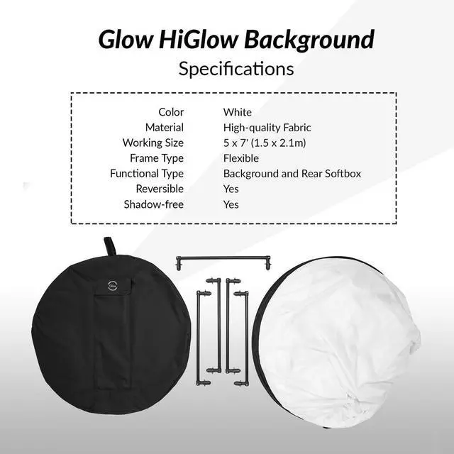 Alt view image 6 of 7 - Glow 5x7' HiGlow Illuminated White Background