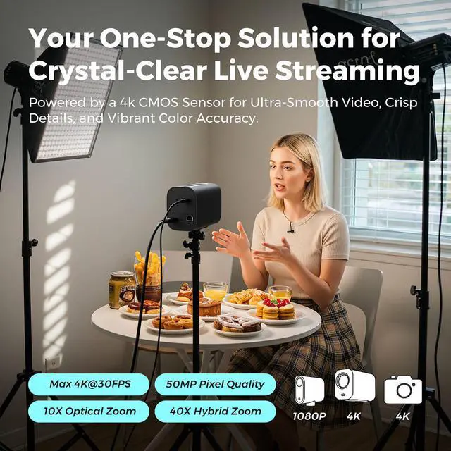 Alt view image 3 of 7 - NearStream VM20 8MP 4K Ultra HD Wired Streaming Camera, 10x Optical Zoom