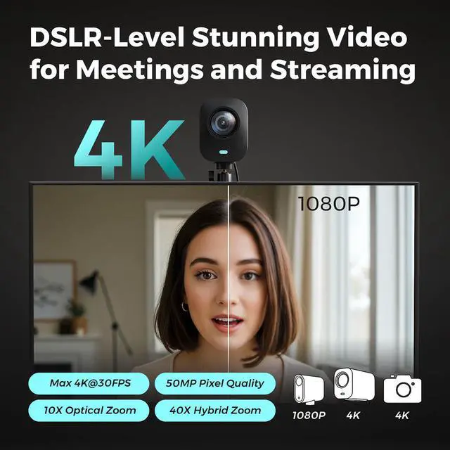 Alt view image 5 of 7 - NearStream VM20 8MP 4K Ultra HD Wired Streaming Camera, 10x Optical Zoom