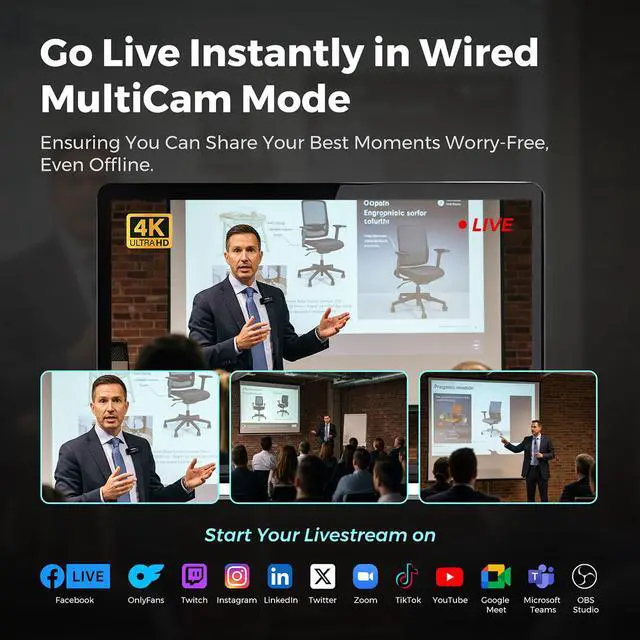 Alt view image 7 of 7 - NearStream VM20 8MP 4K Ultra HD Wired Streaming Camera, 10x Optical Zoom