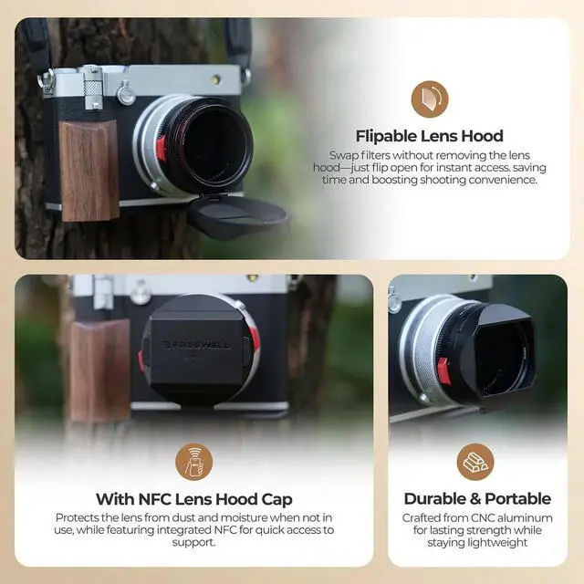 Alt view image 5 of 7 - Freewell Real Lens Hood with 49mm CPL/Black Mist 1/4 Filter for Fujifilm GFX100RF Camera, Black