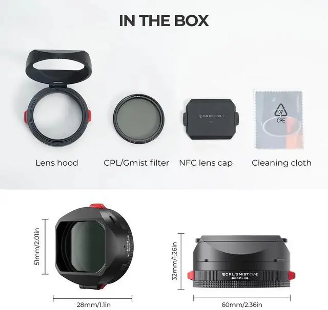 Alt view image 7 of 7 - Freewell Real Lens Hood with 49mm CPL/Black Mist 1/4 Filter for Fujifilm GFX100RF Camera, Black