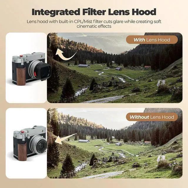 Alt view image 4 of 7 - Freewell Real Lens Hood with 49mm CPL/Black Mist 1/4 Filter for Fujifilm GFX100RF Camera, Black