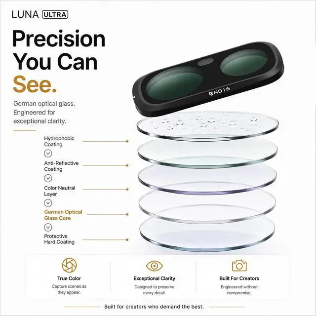 Alt view image 4 of 5 - Freewell Bright Day Magnetic ND/PL Filter Kit for Insta360 Luna Ultra Action Camera, 4-Pack