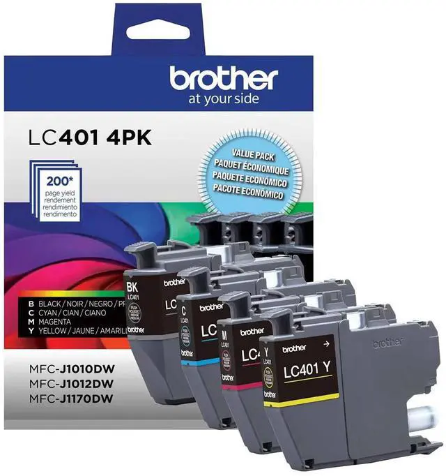 Alt view image 20 of 20 - Brother LC401 Black/Cyan/Magenta/Yellow Standard Yield Ink Cartridges 4/Pack (LC4014PKS)