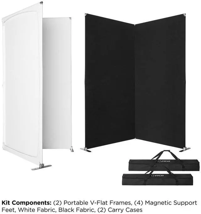 Alt view image 2 of 4 - Westcott V-Flat Fabric with Frame, 2-Pack, 1x White & 1x Black
