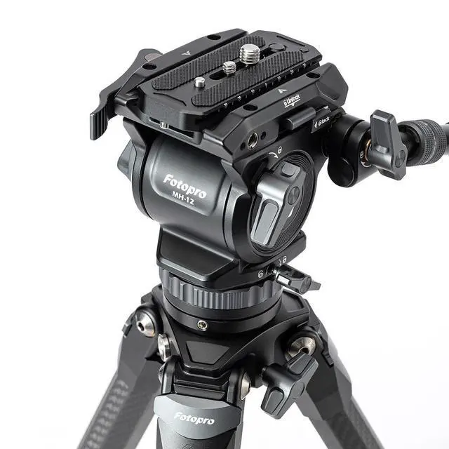 Alt view image 6 of 7 - FotoPro Origin O-9 Carbon Fiber Tripod wIth MH-12 Fluid Head, Gray
