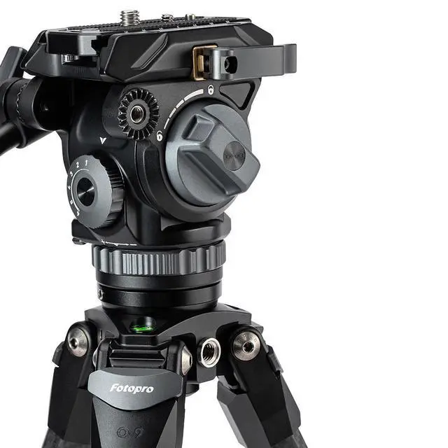 Alt view image 7 of 7 - FotoPro Origin O-9 Carbon Fiber Tripod wIth MH-12 Fluid Head, Gray