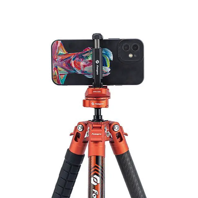 Alt view image 7 of 7 - FotoPro X-Aircross 3 Lite 5-Section Carbon Fiber Travel Tripod with FPH-32Q Ball Head, Flame Orange
