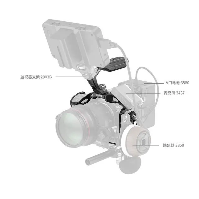 Alt view image 11 of 14 - SmallRigBlack MambaCamera Cage for Canon R6 Mark III,Quick Release Plate for Arca-Type, Film Movie Making Camera Video Cage with Shoe Mount, 1/4''-20 & 3/8''-16 Threaded Holes
