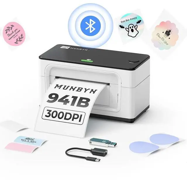 Main image of MUNBYN RealWriter 941 Bluetooth Thermal Label Printer, White