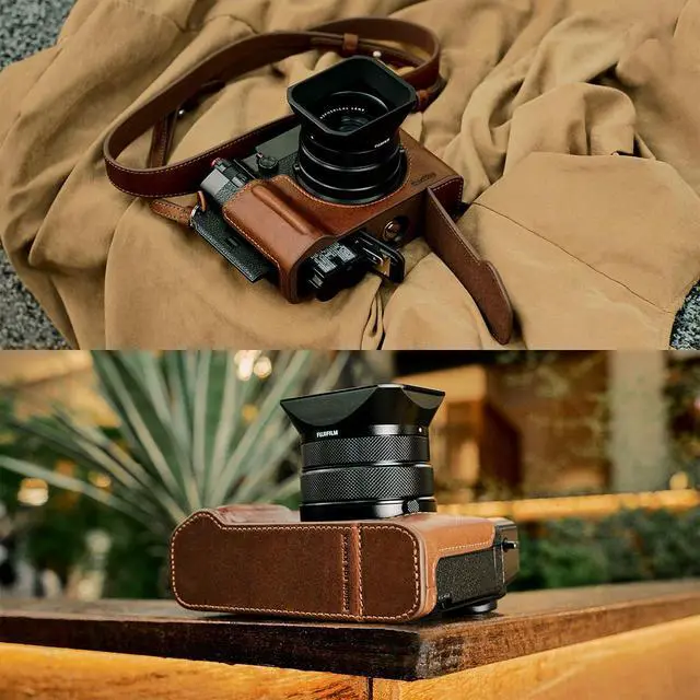 Alt view image 5 of 7 - SmallRig Leather Half Camera Case for Fujifilm GFX100RF, Brown