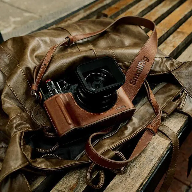Alt view image 7 of 7 - SmallRig Leather Half Camera Case for Fujifilm GFX100RF, Brown